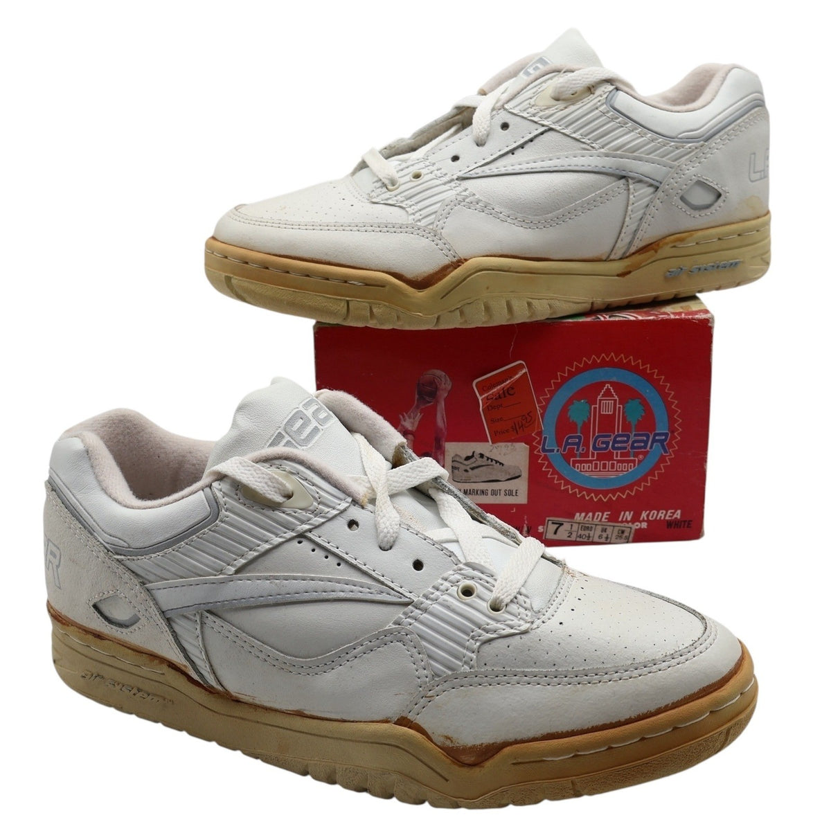 LA Gear Womens Vintage 1990s White Leather Basketball Sneakers Size 7.5