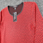Dusak Designs Tunic Sweater Womens S Red Black Textured Knit Layered Hem Canada - take2supply