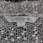 Erin London Cardigan Womens Small Stone Metallic Eyelash Fuzzy Knit Bell Sleeve - take2supply