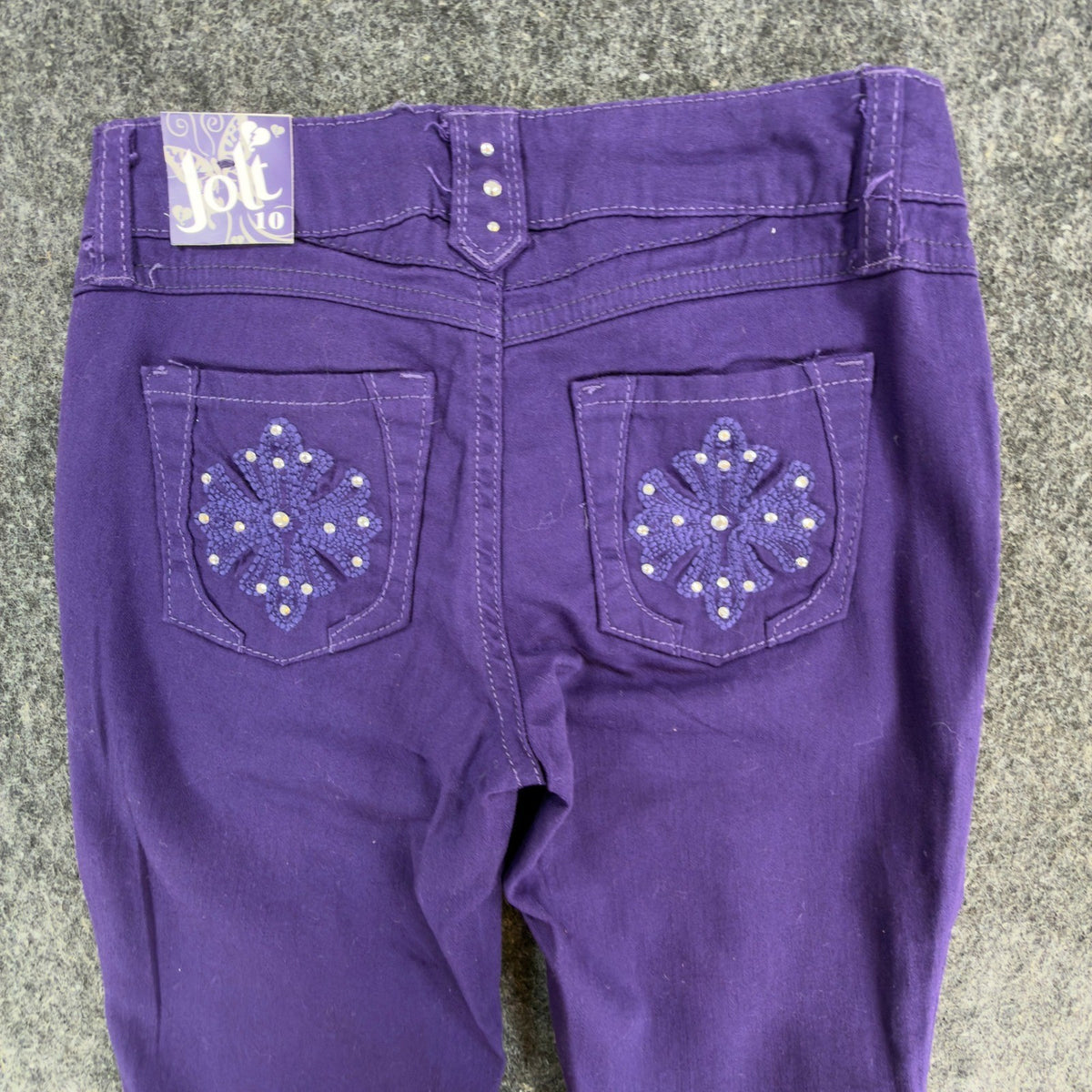 Jolt Y2K Skinny Jeans Girls Size 10 Purple Cotton Embellished NWT - take2supply