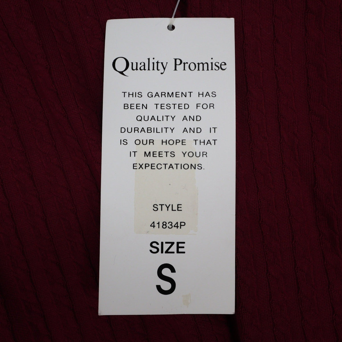Jessica Roberts Turtleneck Top Womens Size S Vintage 90s Burgundy Cable Velvet - take2supply