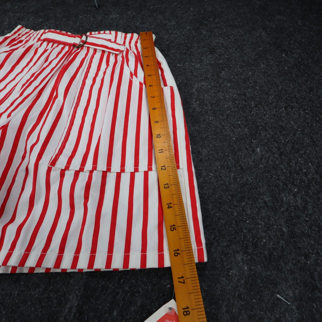 Hang Ten Shorts Womens Medium Vintage 80s Red White Striped Cotton Deadstock NWT - take2supply