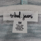 Tribal Jeans Womens M Aqua White Striped Lightweight Hooded Pullover Top NWT - take2supply
