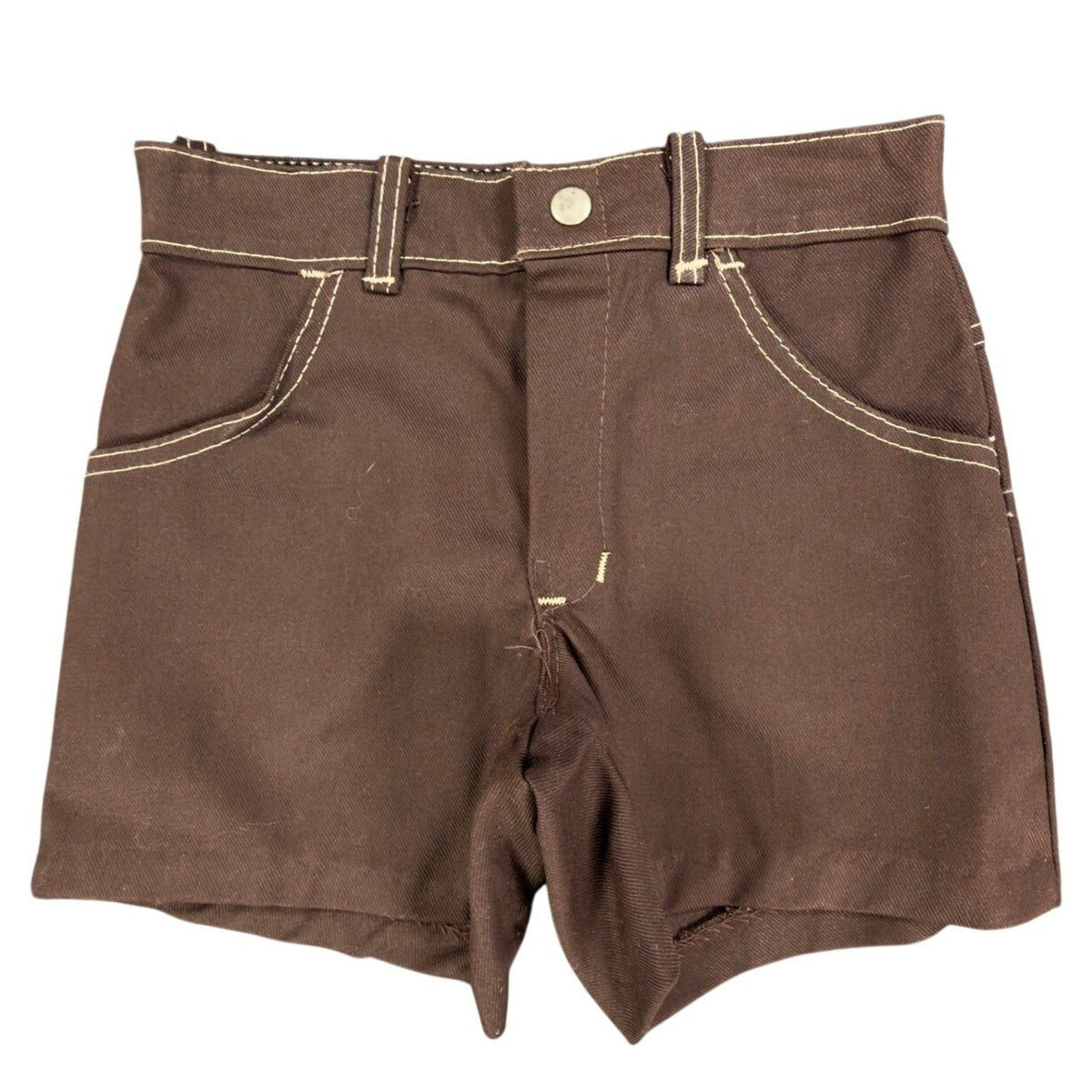 Linchers Vintage 70s Twill Shorts Mens W26 Brown Cotton Blend NWT Deadstock - take2supply