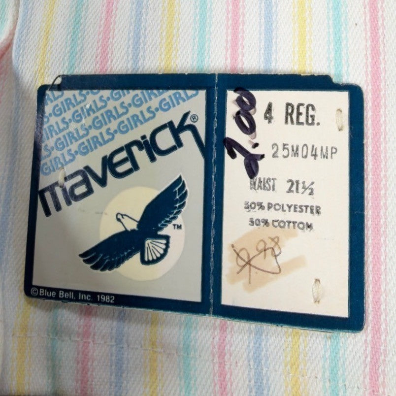 Maverick Vintage 80s Striped Shortalls Girls 4 Reg White Pastel NWT Deadstock - take2supply