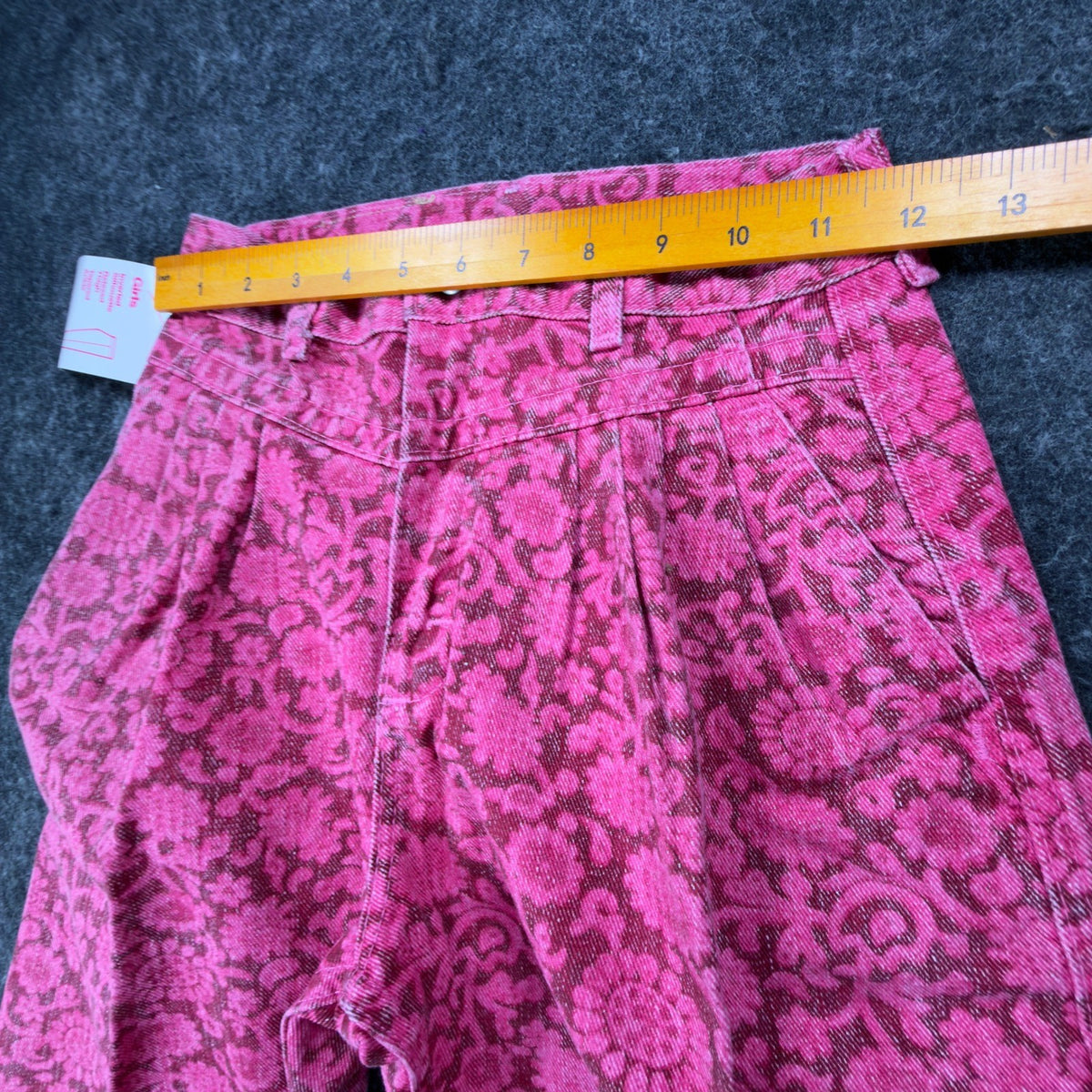 Lee Vintage 80s Floral Pants Girls 12 Magenta Pink Cotton High Waist NWT USA - take2supply