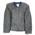 N Touch Skirt Suit Set Women 10 Teal Blue Multi Boucle Jacket & Midi Skirt NWT - take2supply