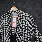 Lanalee Cardigan Women Small Black White Houndstooth Open Front Made in Canada - take2supply