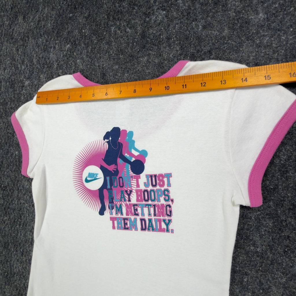 Nike Y2K Ringer Tee Girls XL White Pink Basketball Team 216485 NWT - take2supply