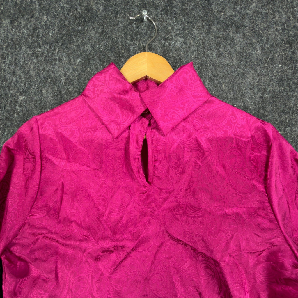 Laura Mae Vintage 80s Blouse Womens 8 Pink Polyester NWT - take2supply