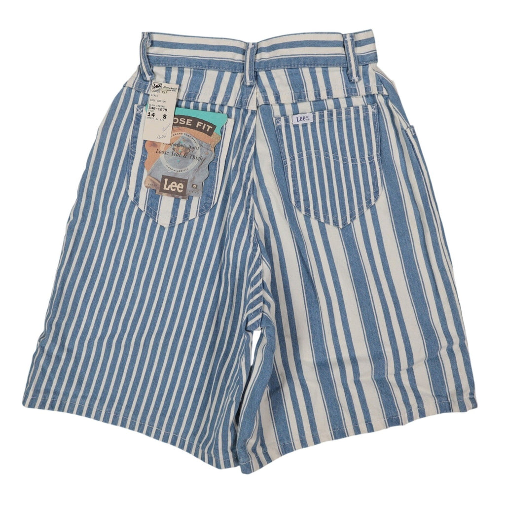 Lee Striped Shorts Girls 14 Slim Vintage 90s Blue White Cotton Loose Fit NWT - take2supply