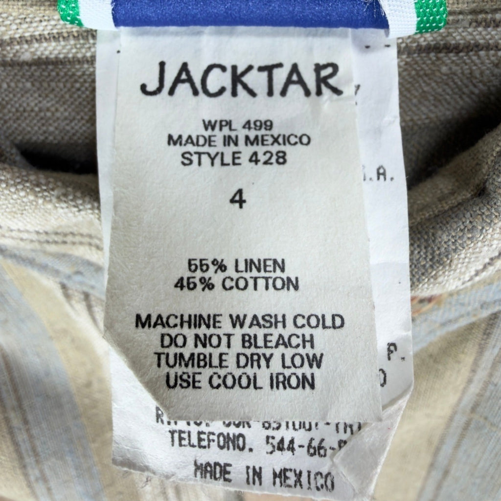 Jacktar Vintage 90s Stripe Shirt Boys 4 Tan Linen Cotton NWT - take2supply