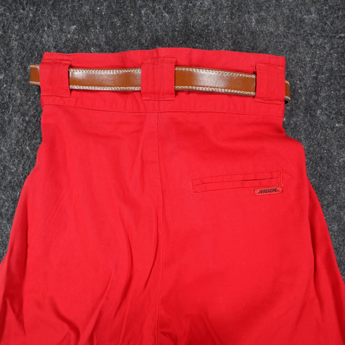 Jordache Pleated Shorts Womens 5/6 Vintage Red Cotton High Waist Western Belt - take2supply