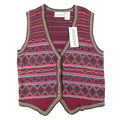 Donnkenny Sweater Vest Womens Medium Vintage 90s Burgundy Beaded Ramie Cotton - take2supply