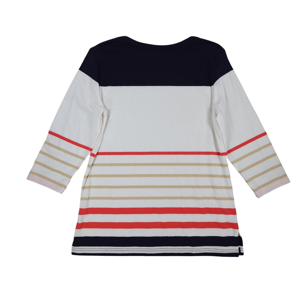 Links Striped 3/4 Sleeve Top Women Size S Vintage 90s Navy White Red Nautical - take2supply