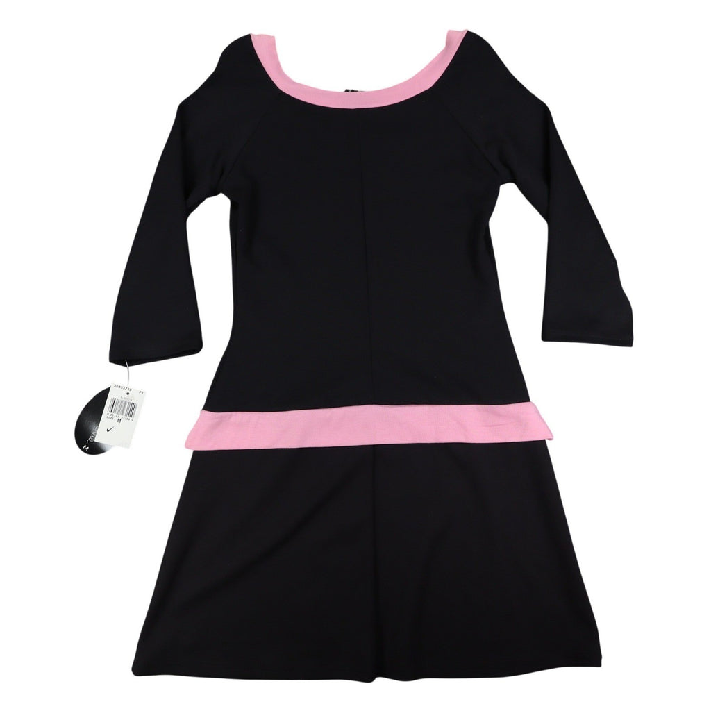 My Michelle Dress Medium Black Pink Bow 3/4 Sleeve Y2K Drop Waist NWT USA Made - take2supply