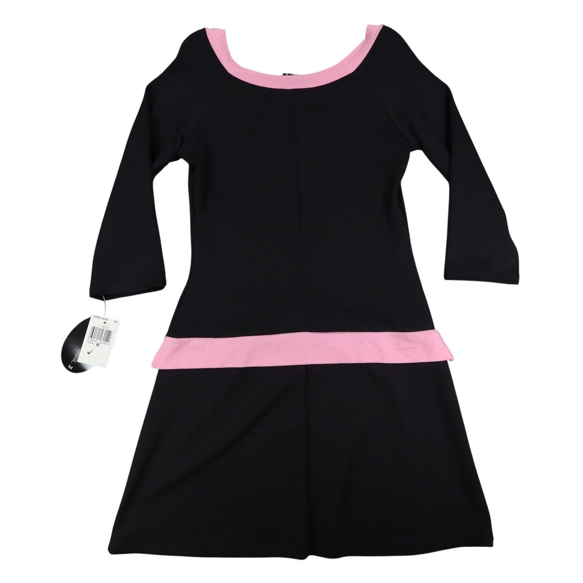 My Michelle Dress Medium Black Pink Bow 3/4 Sleeve Y2K Drop Waist NWT USA Made - take2supply