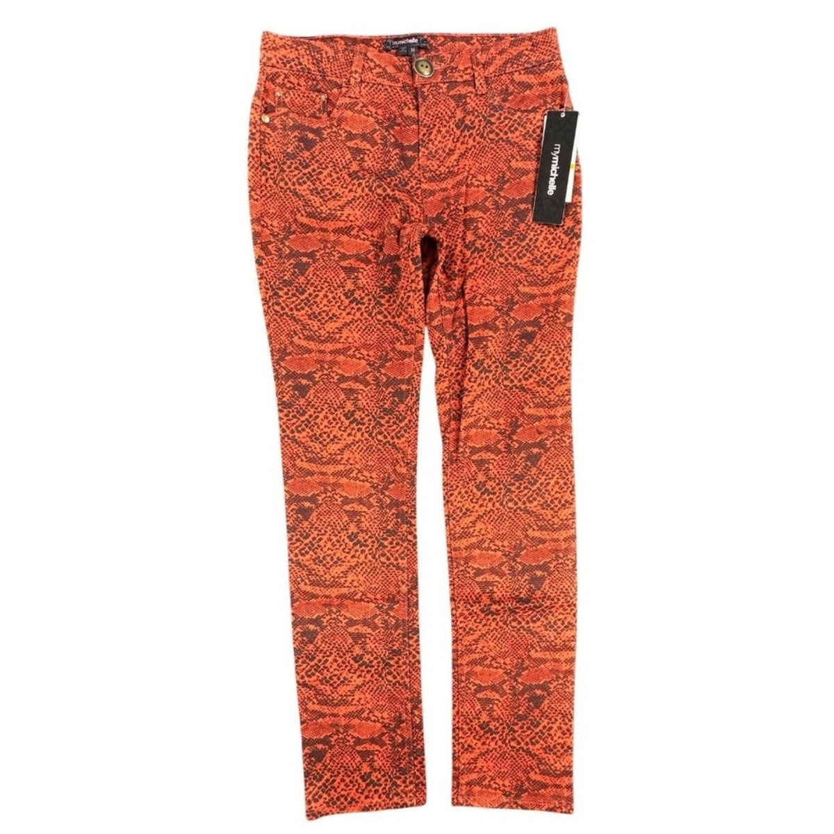 My Michelle Skinny Jeans Girls 14 Red Orange Snakeskin Stretch Denim NWT - take2supply