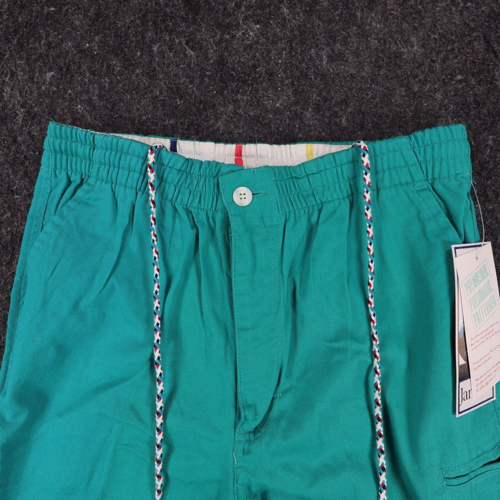 Jantzen Sport Shorts Mens S Vintage 90s Lagoon Green Cotton Braided Drawstring - take2supply