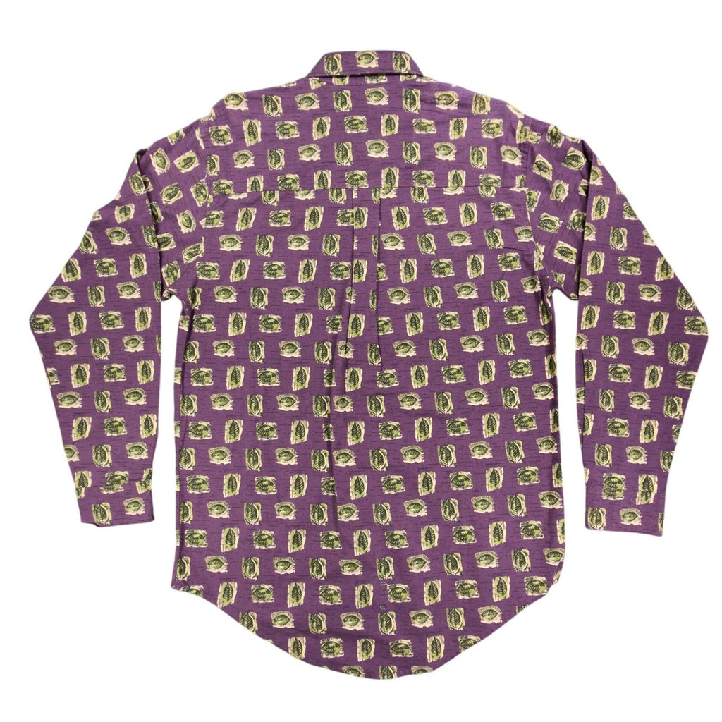 Wrangler 90s Rugged Wear Shirt Mens M Purple Cotton Leaf Print NWT R960LLV - take2supply