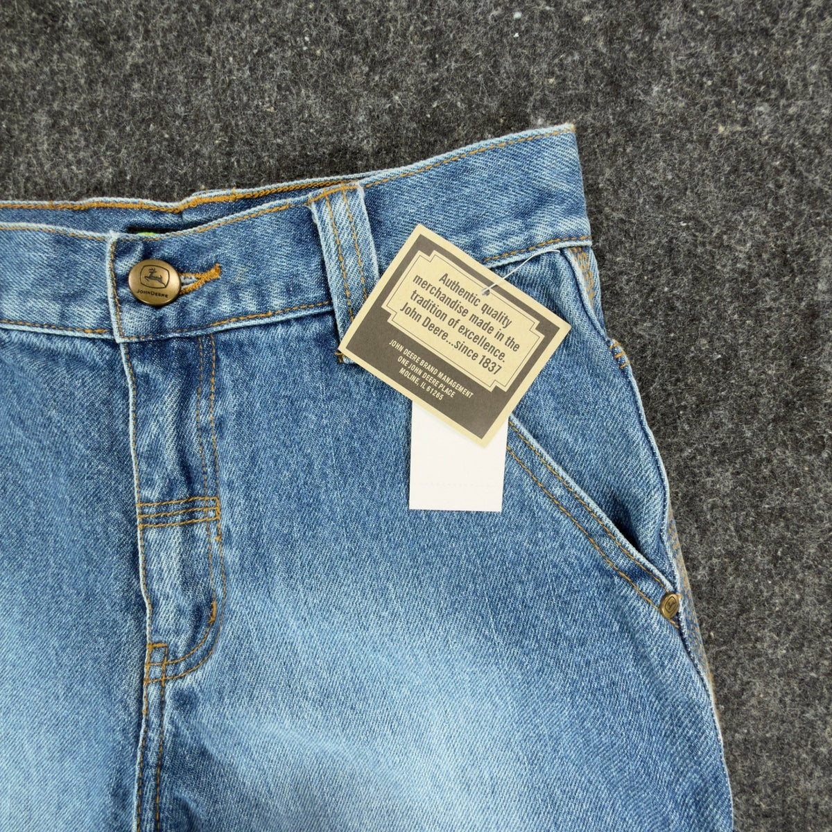 John Deere Y2K Carpenter Denim Shorts Boys 8 Stone Wash NWT Rugged Workwear - take2supply