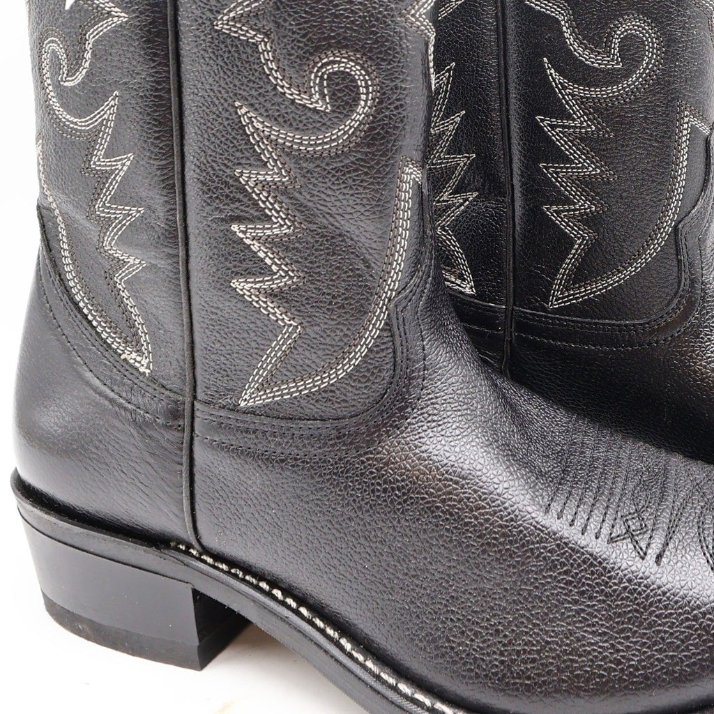 Acme Vintage Western Boots Mens 10.5 D Black Leather NWT AC205 Cowboy Deadstock - take2supply