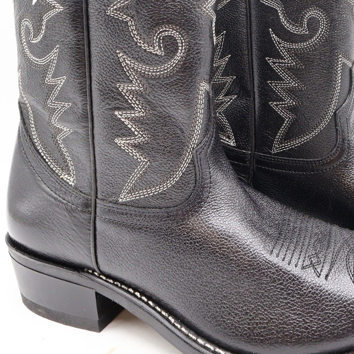 Acme Vintage Western Boots Mens 10.5 D Black Leather NWT AC205 Cowboy Deadstock - take2supply