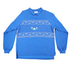 Great Lakes Apparel Sweatshirt Womens Medium Vintage 90s Blue Floral Embroidered - take2supply