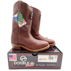 Double-H 2555 Brown Ranch Wellington Boots Mens 8.5 E Leather Made in USA NWT - take2supply
