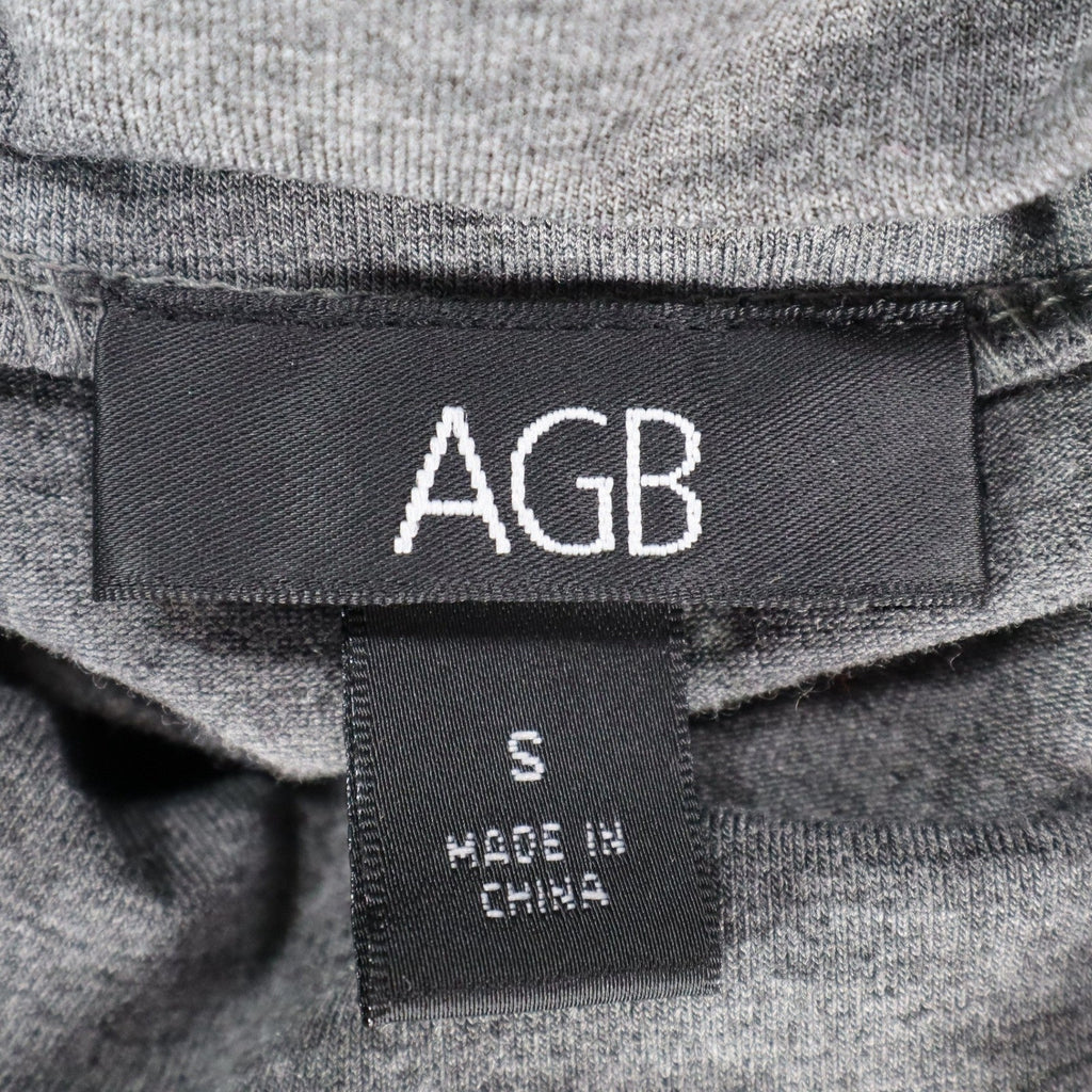 AGB Mock Neck Top Womens Size S Gray Short Puff Sleeve Pleated Front 04-29J33 - take2supply