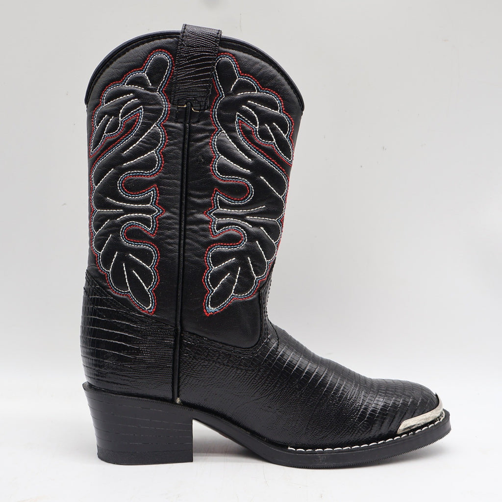 Laredo Western Cowboy Boots Kids Size 2D Vintage Black Lizard Embossed 28-2230-6 - take2supply