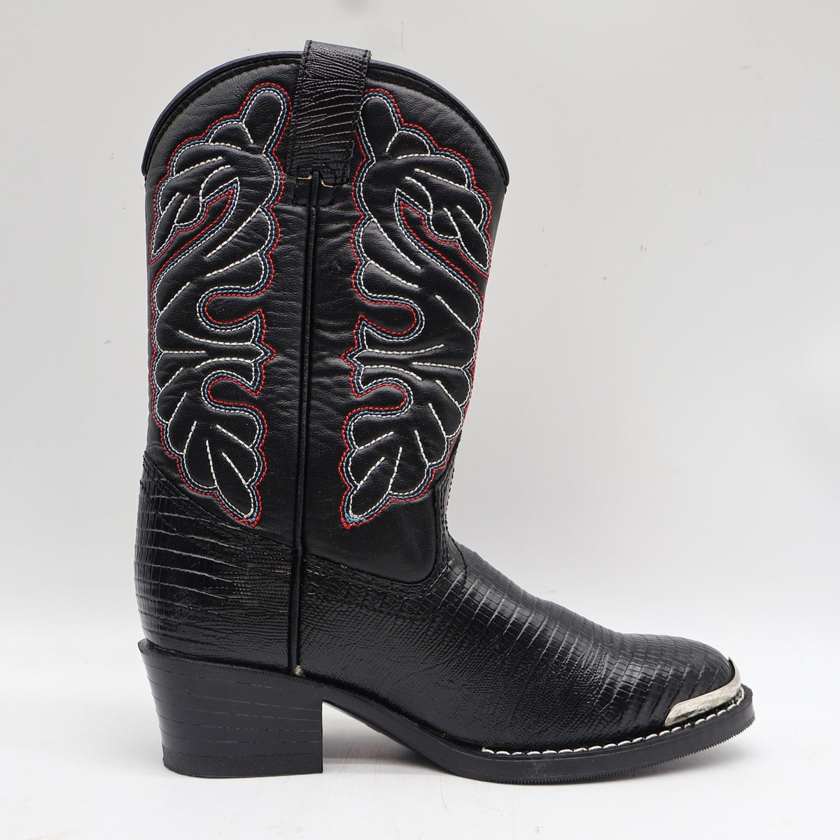 Laredo Western Cowboy Boots Kids Size 2D Vintage Black Lizard Embossed 28-2230-6 - take2supply