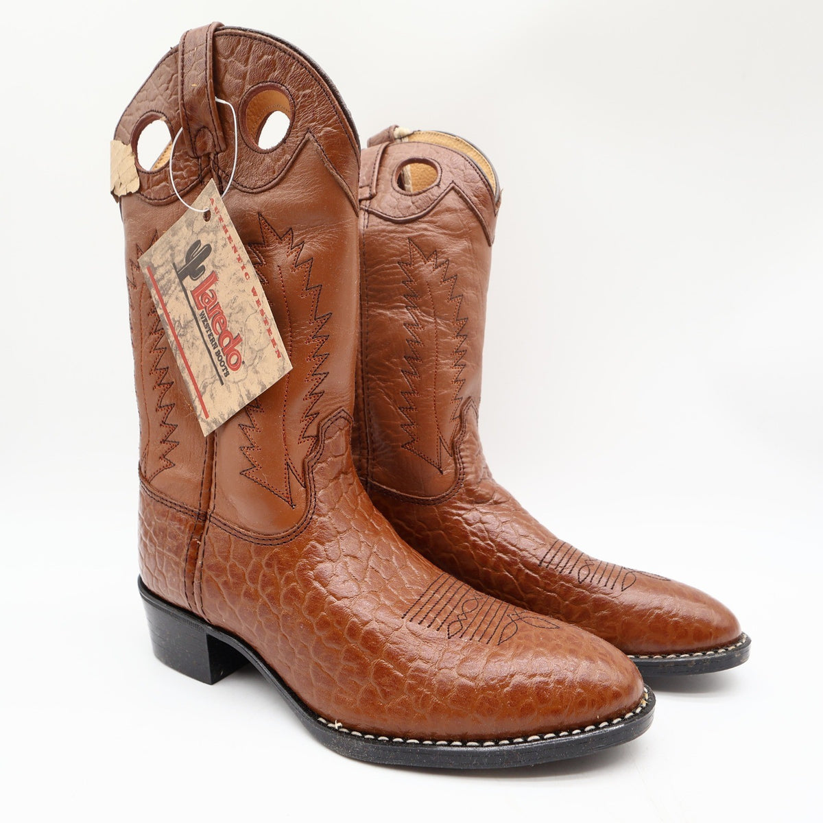 Laredo Tan Bullhide Western Boots Boys 2D Tan Leather NWT Deadstock CB293 - take2supply
