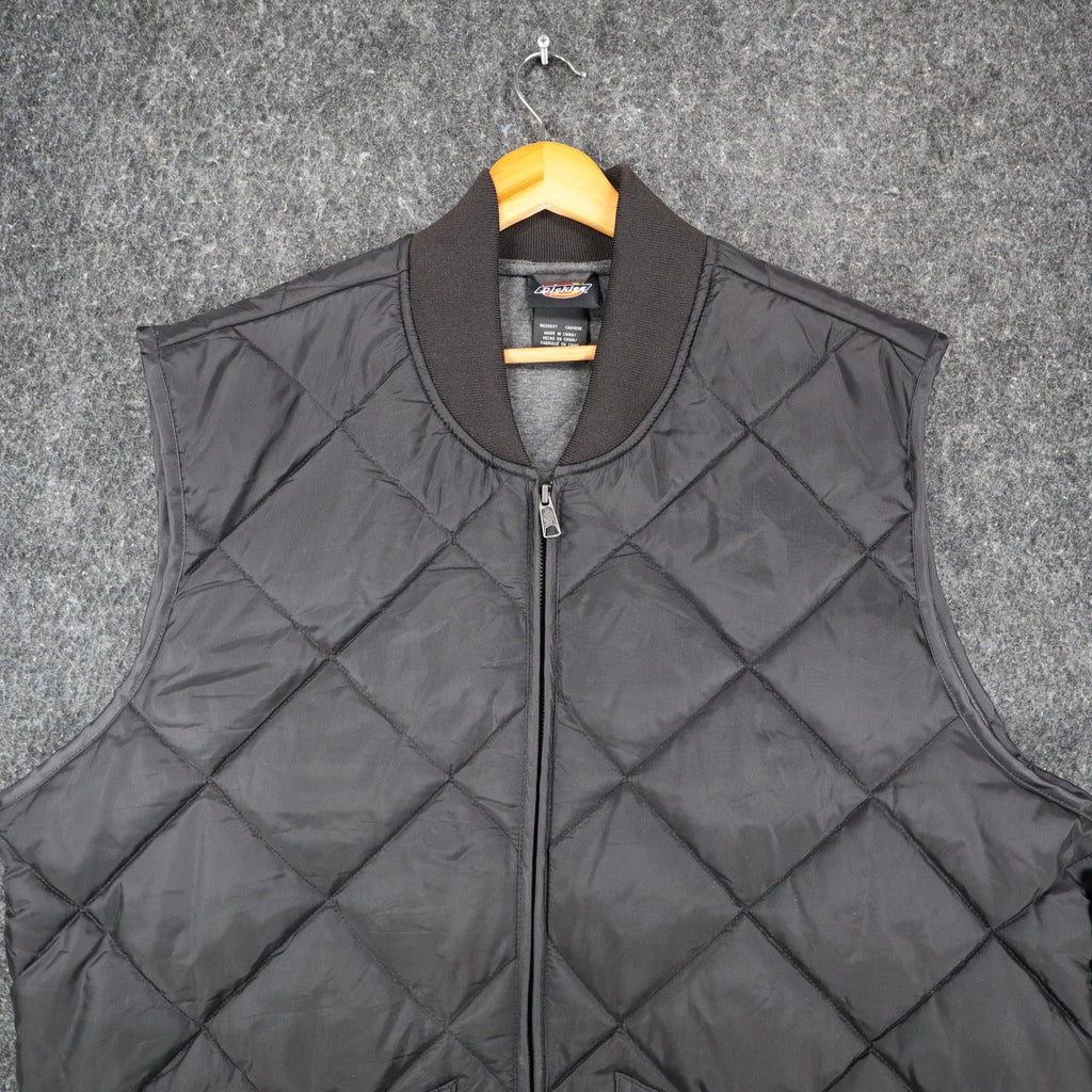 Dickies Insulated Nylon Vest Mens XL Black Diamond Quilt Water Repellent TE242BK - take2supply