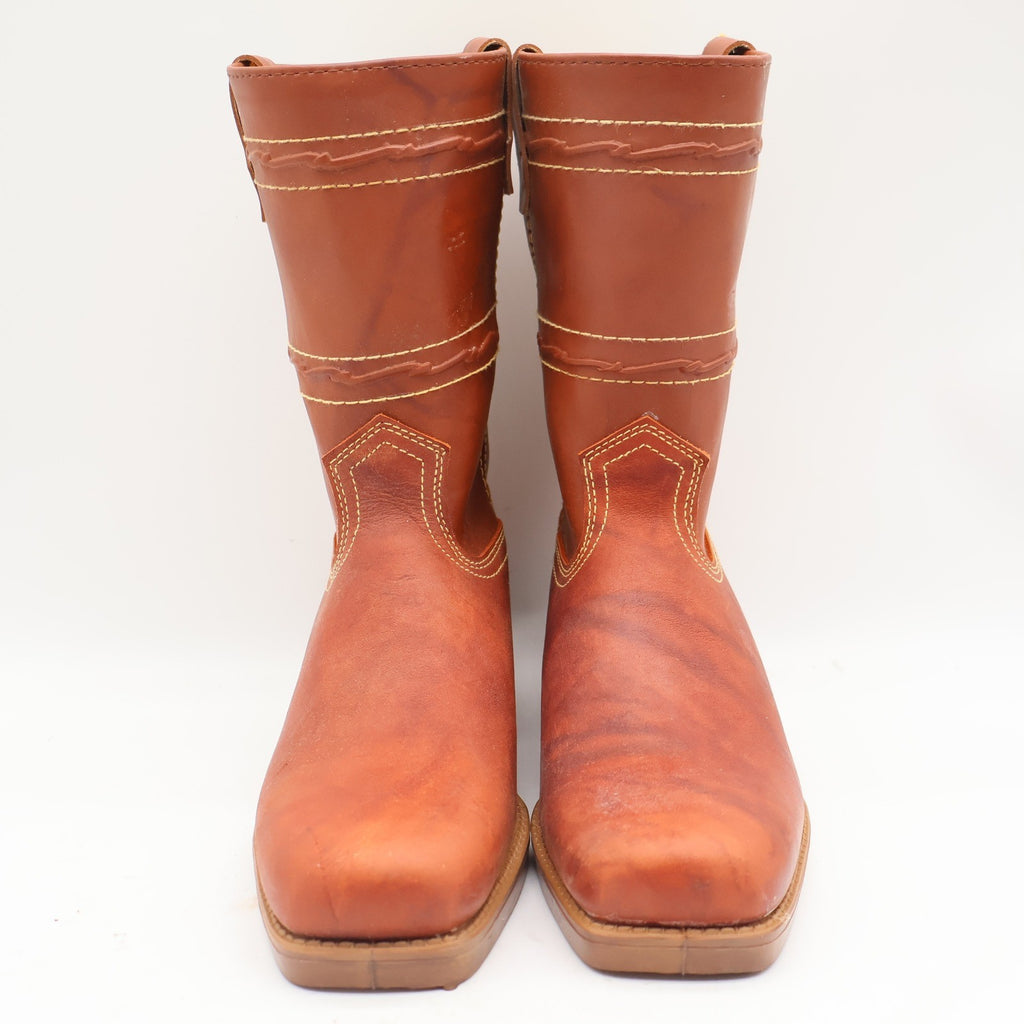 Acme Vintage Cowboy Boots Mens 5.5 D Tan Leather Western Square Toe 2418 USA - take2supply