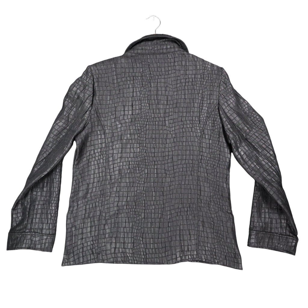 N Touch Jacket Womens 10 Black Textured Puckered Zip Front Mock Neck NWT - take2supply