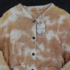 Hem & Thread Womens L Tan Cream Tie Dye Cotton Gauze Snap Bomber Jacket NWT - take2supply
