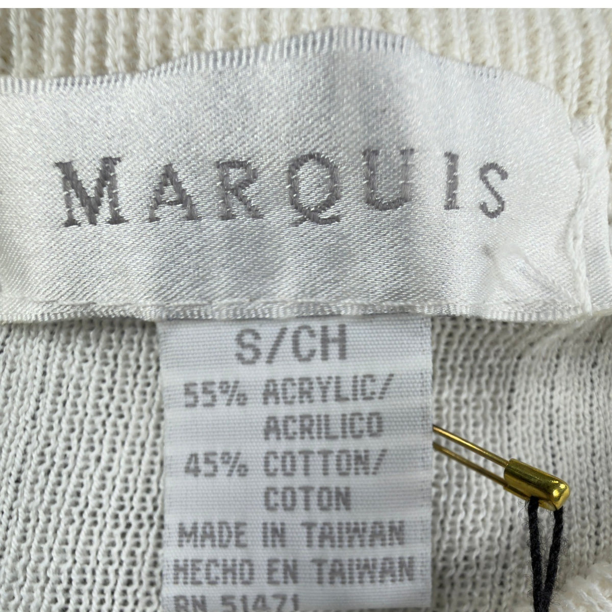 Marquis Vintage 90s Knit Top Mens Small Cream Cotton Acrylic NWT - take2supply