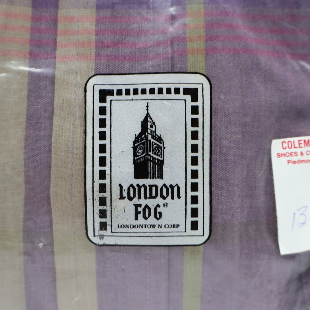 London Fog Plaid Button Down Shirt Mens XL Vintage 90s Purple Cotton Blend NIP - take2supply