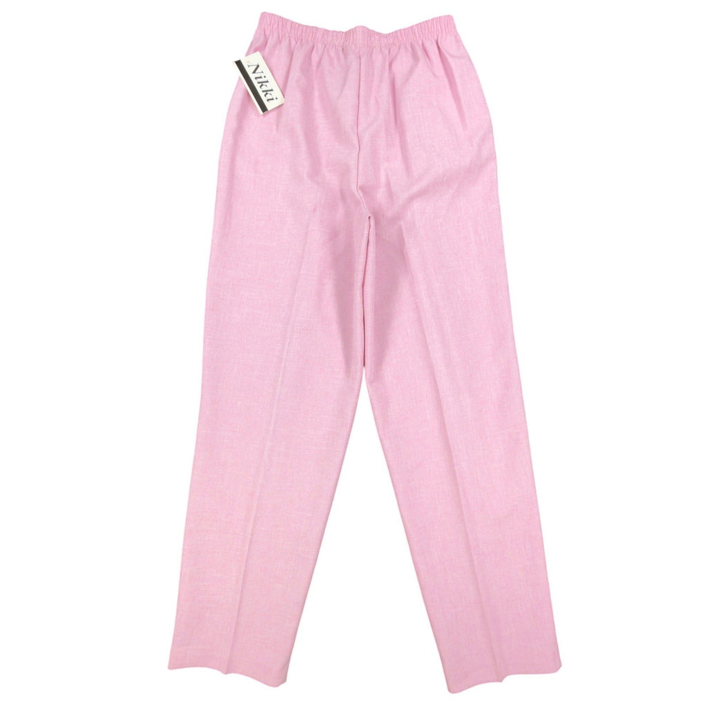 Nikki Vintage 90s Elastic Waist Pants Women 14 Rose Pink Polyester NWT Deadstock - take2supply