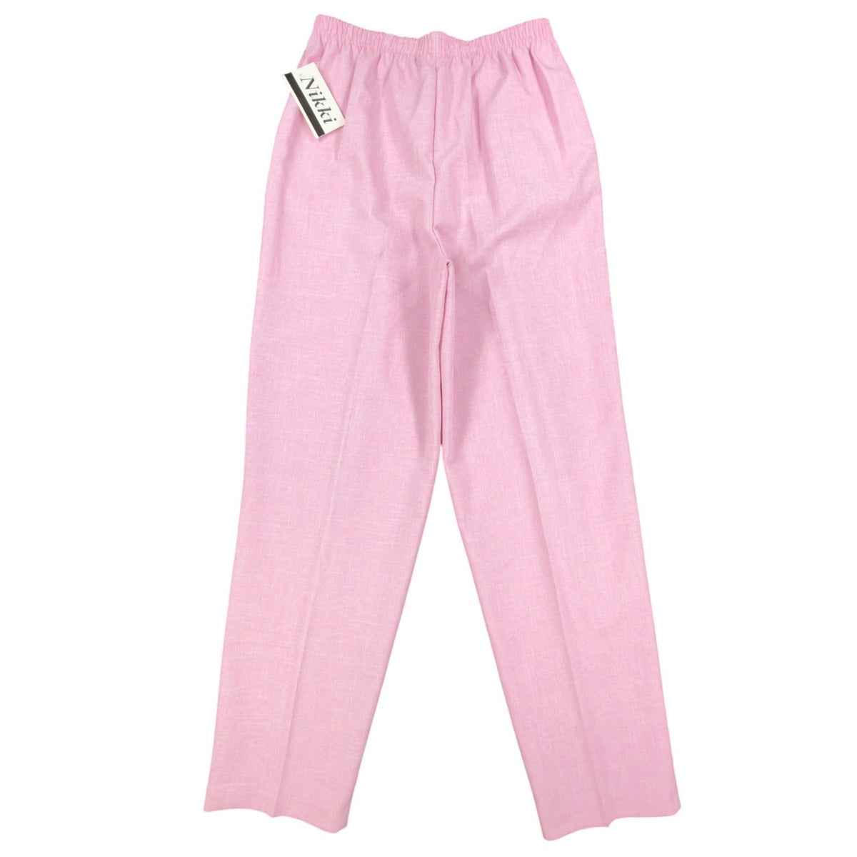 Nikki Vintage 90s Elastic Waist Pants Women 14 Rose Pink Polyester NWT Deadstock - take2supply