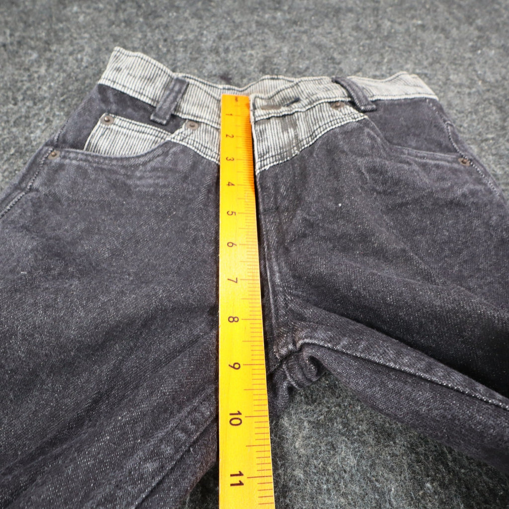 Levi's Tapered Leg Jeans Womens 9 Vintage 90s Black Striped Reverse Silhouette - take2supply