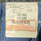 Maverick Vintage 70s Boot Flare Jeans Boys 16 Regular Blue Denim NWT Deadstock - take2supply