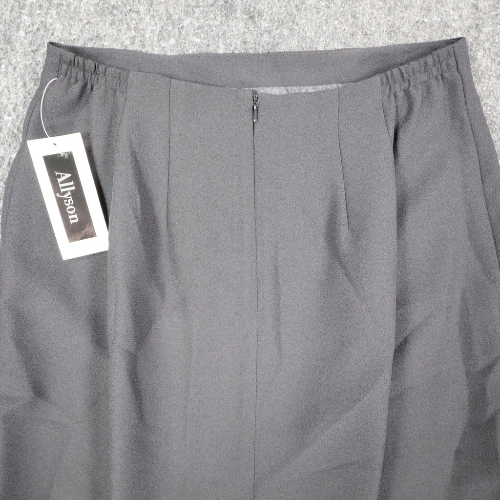 Allyson A-Line Skirt Womens 12 Vintage 90s Black Polyester Lined Career Wear - take2supply