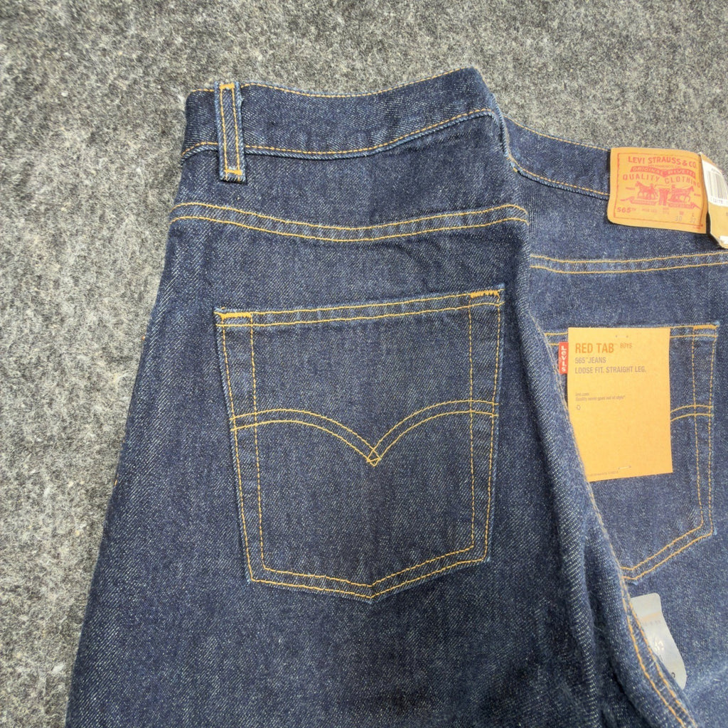 Levi's 2000s 565 Wide Leg Jeans Boys 30x32 Dark Indigo Deadstock NWT Vintage - take2supply