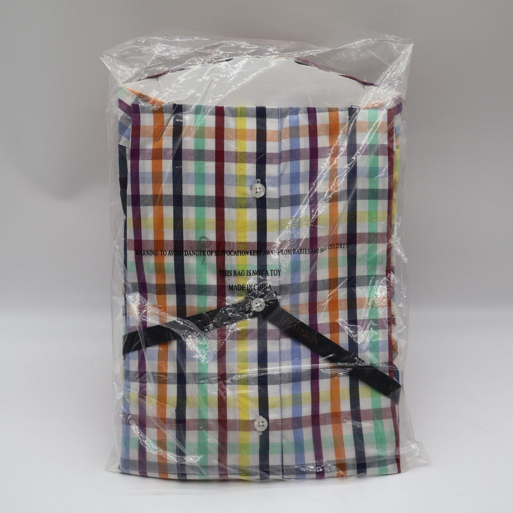 F/X Fusion Shirt Mens XL Multi Colored Check Short Sleeve Easy Care D552 NWT - take2supply