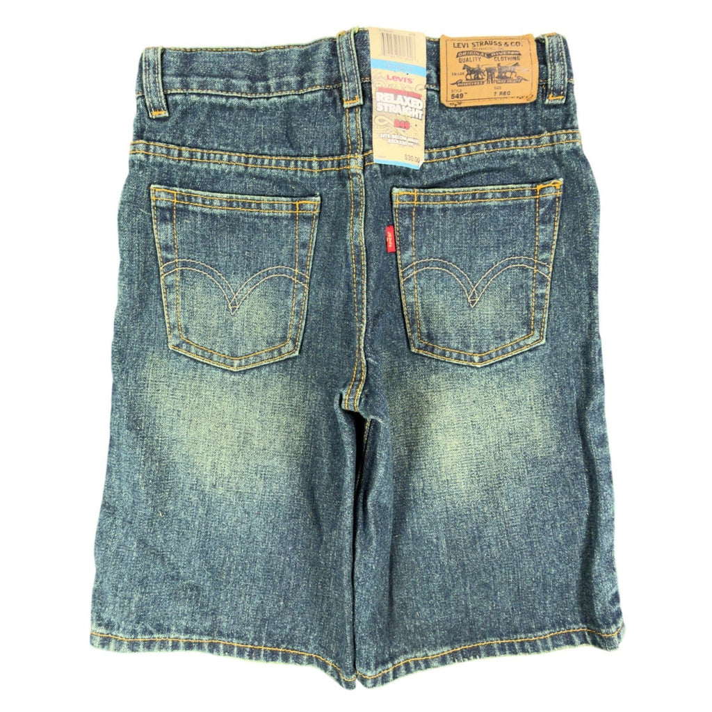 Levi's Y2K 549 Relaxed Straight Shorts Boys 7 Blue Denim NWT Adjustable Waist - take2supply
