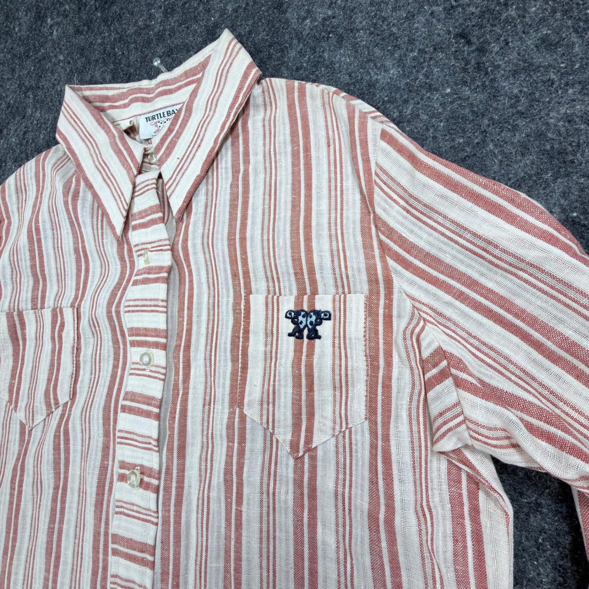 Turtle Bax Vintage 70s Striped Button Down Shirt Boys 15-16 Red White NWT - take2supply