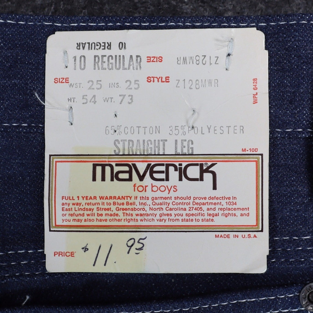 Maverick Straight Leg Jeans Boys 10 Reg Vintage Blue Cotton Blend Deadstock USA - take2supply
