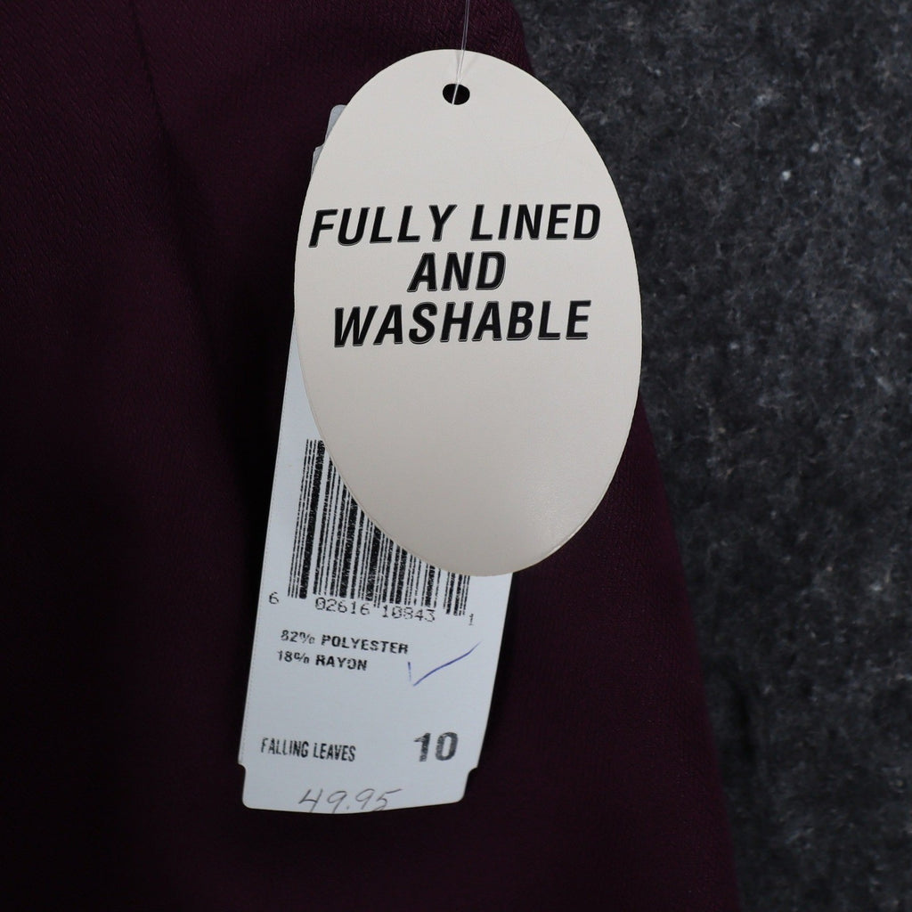 Lucia Dress Pants Womens 10 Burgundy Falling Leaves Crepe Lined High Rise New - take2supply